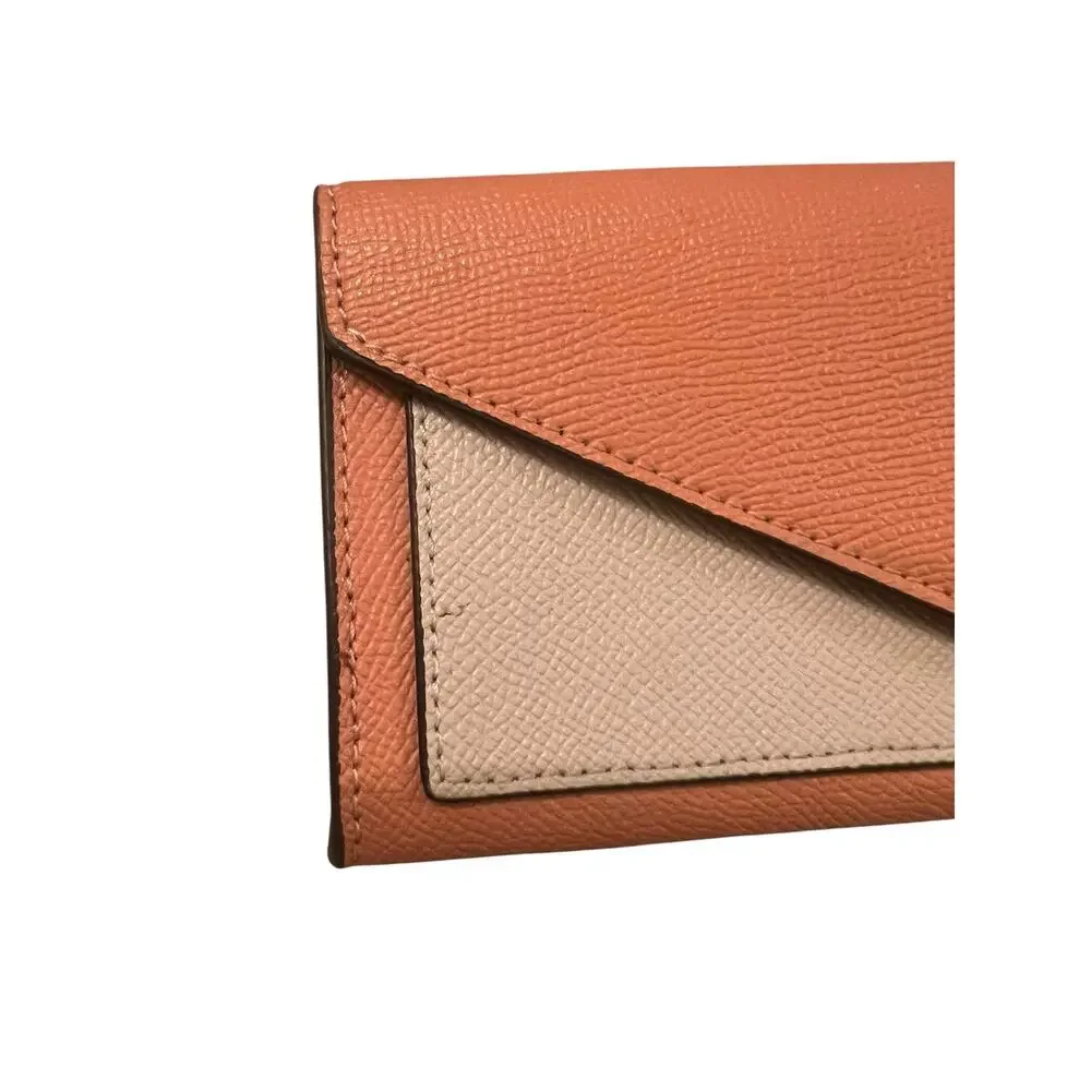 Coach Slim Soft Wallet Color-Block 3-color design Envelope Crossgrain leather